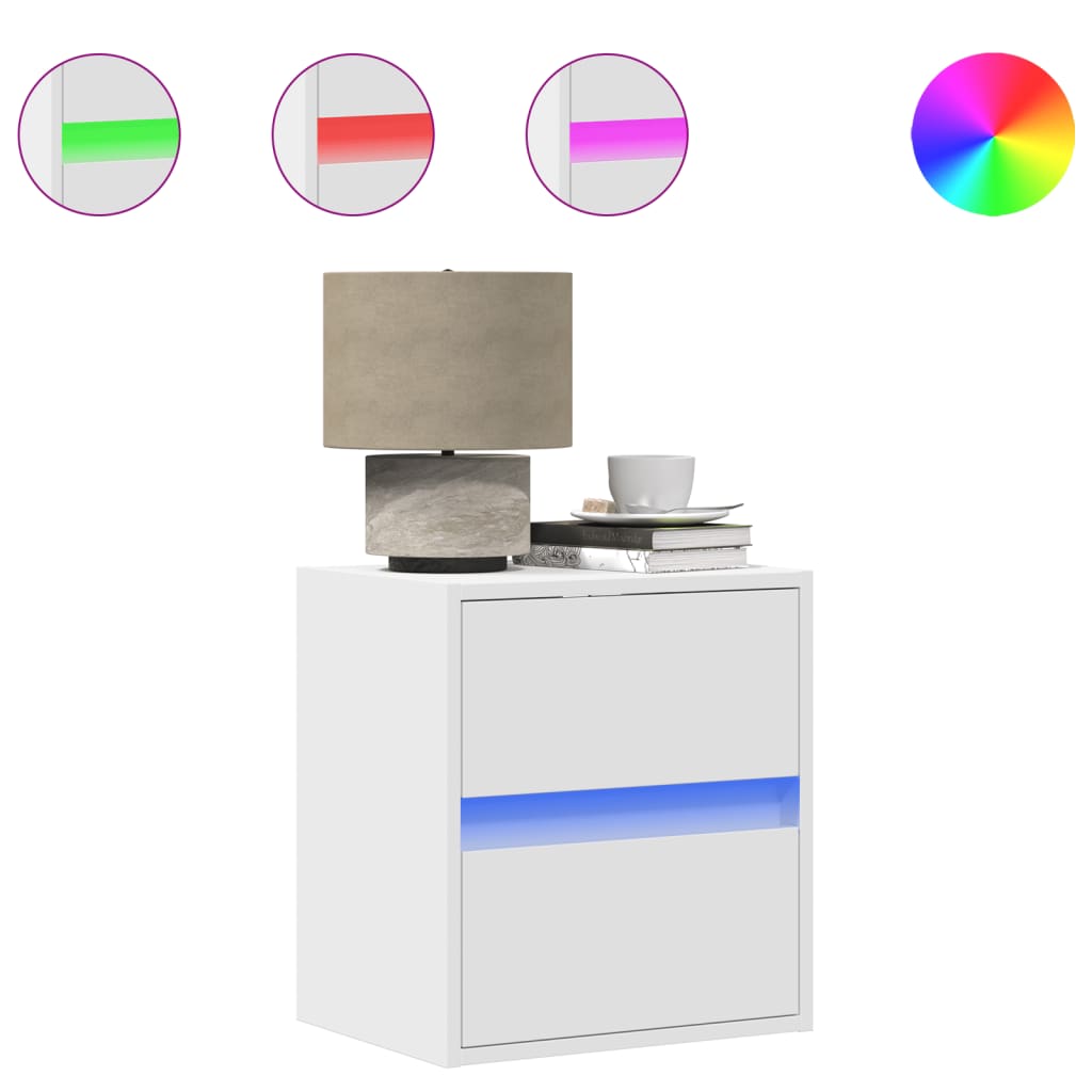 Nachtkastjes met LED's 2 st wandgemonteerd wit is nu te koop bij PeponiXL, paradijselijk wonen!
