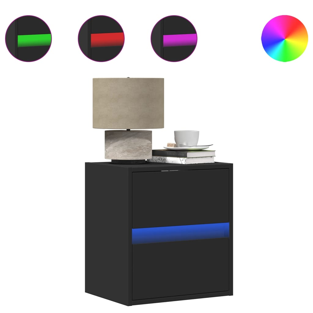 Nachtkastjes met LED's 2 st wandgemonteerd zwart is nu te koop bij PeponiXL, paradijselijk wonen!