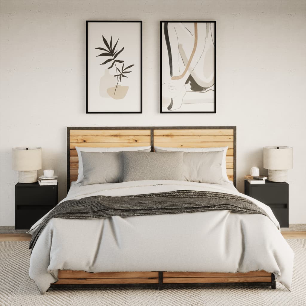 Nachtkastjes met LED's 2 st wandgemonteerd zwart is nu te koop bij PeponiXL, paradijselijk wonen!