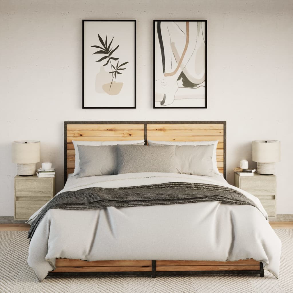 Nachtkastjes met LED wandgemonteerd 2 st sonoma eikenkleurig is nu te koop bij PeponiXL, paradijselijk wonen!