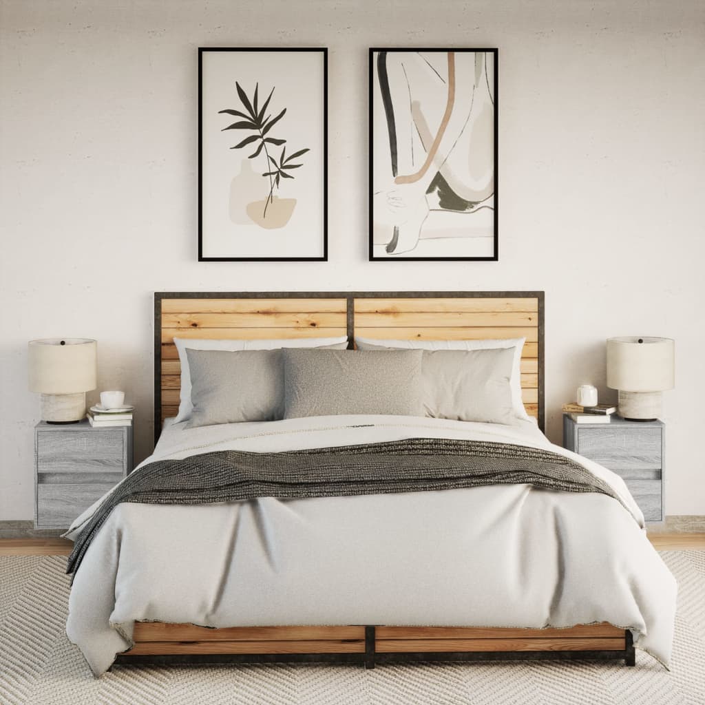 Nachtkastjes met LED's 2 st wandgemonteerd grijs sonoma eiken is nu te koop bij PeponiXL, paradijselijk wonen!