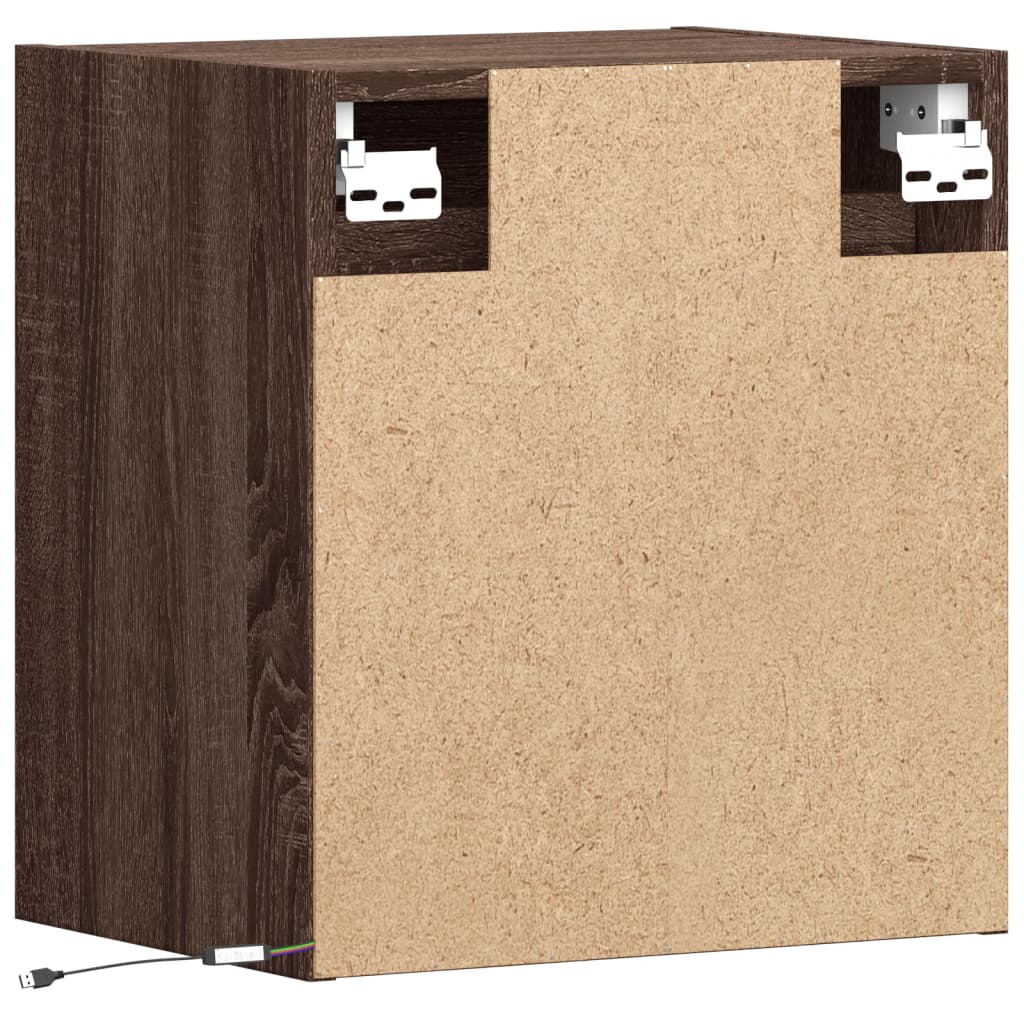Nachtkastjes met LED's 2 st wandgemonteerd bruin eikenkleur is nu te koop bij PeponiXL, paradijselijk wonen!