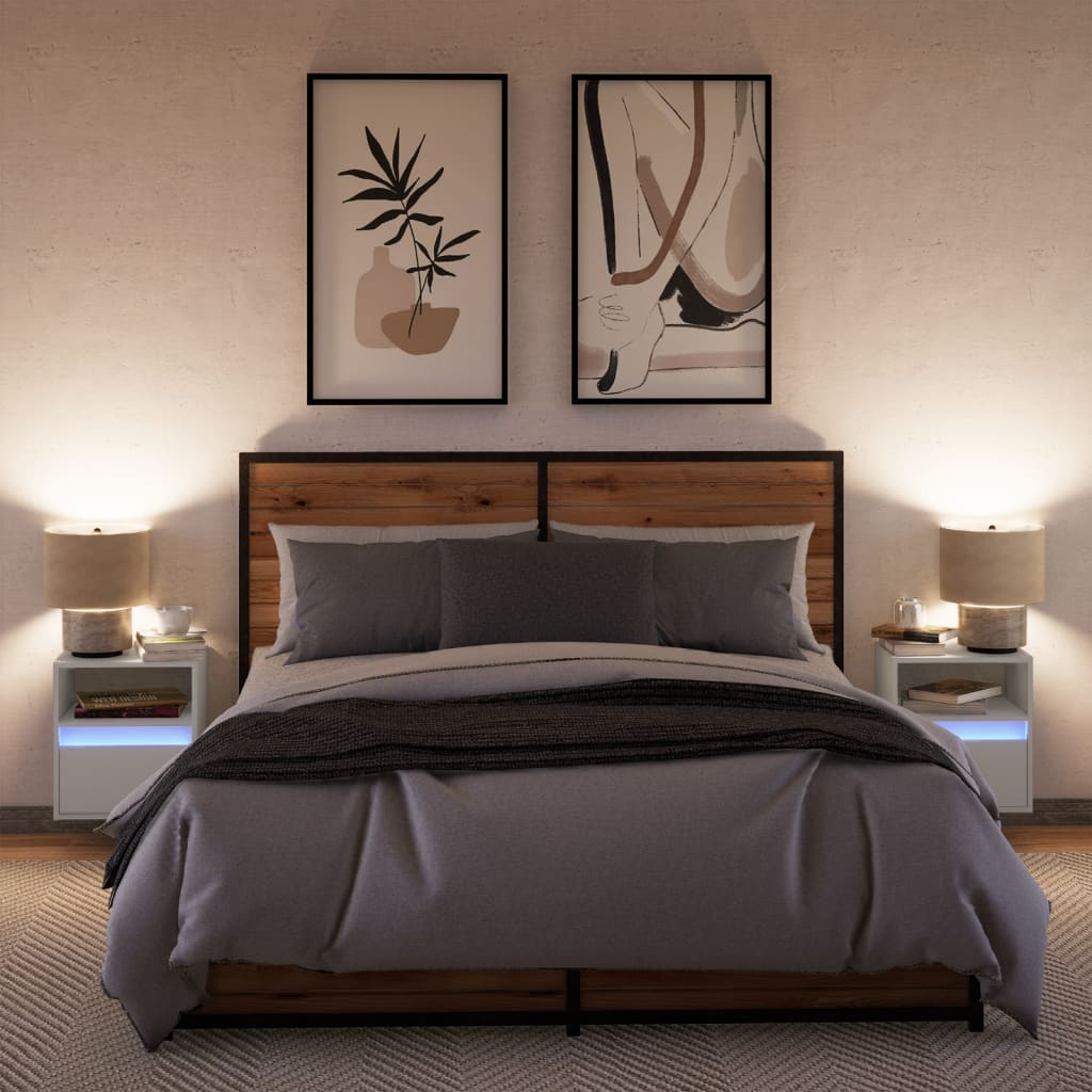 Nachtkastjes met LED's 2 st wandgemonteerd wit is nu te koop bij PeponiXL, paradijselijk wonen!