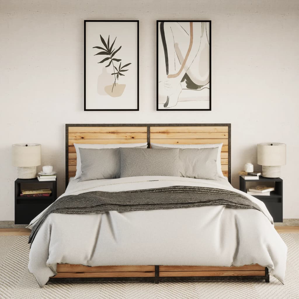 Nachtkastjes met LED's 2 st wandgemonteerd zwart is nu te koop bij PeponiXL, paradijselijk wonen!