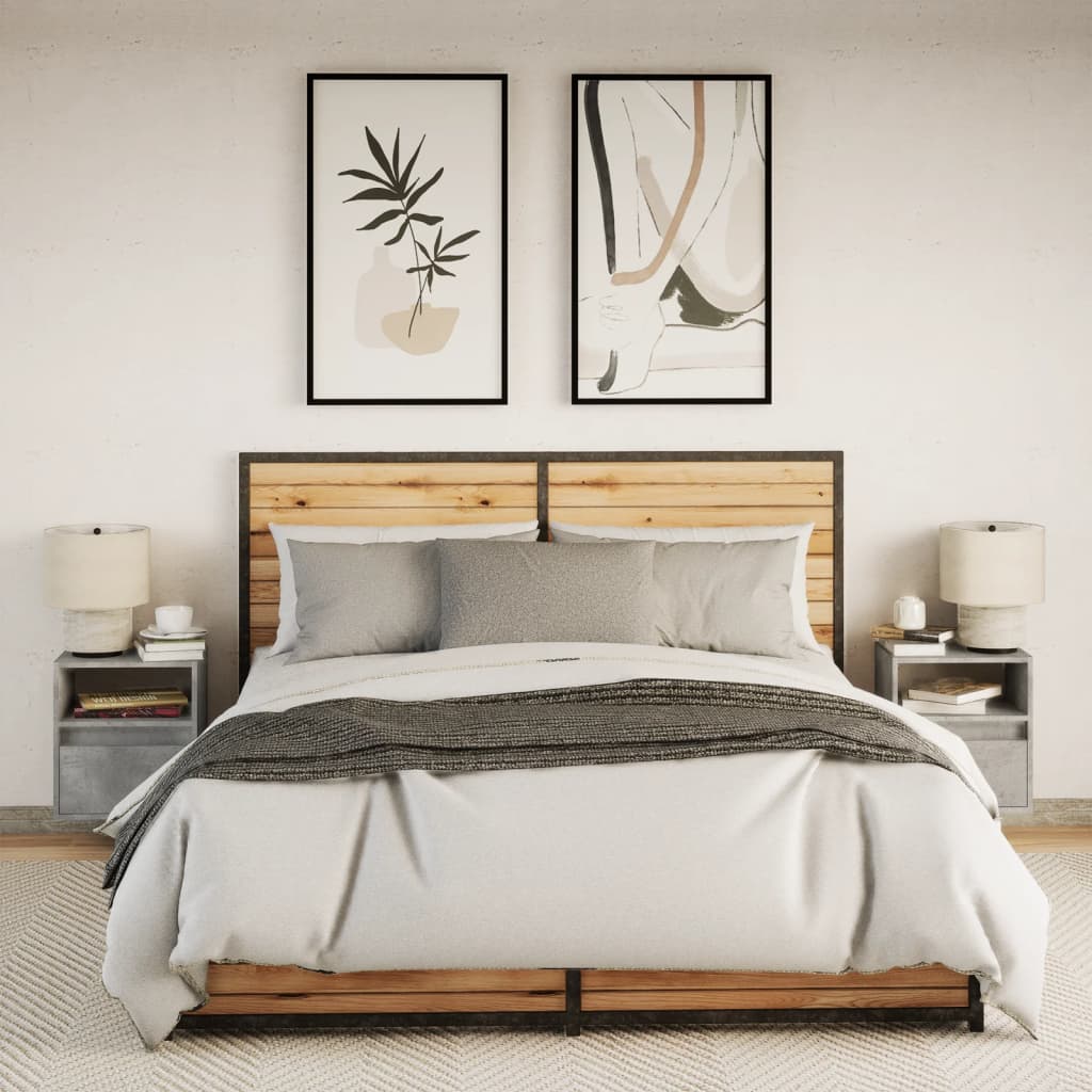 Nachtkastjes met LED's 2 st wandgemonteerd betongrijs is nu te koop bij PeponiXL, paradijselijk wonen!