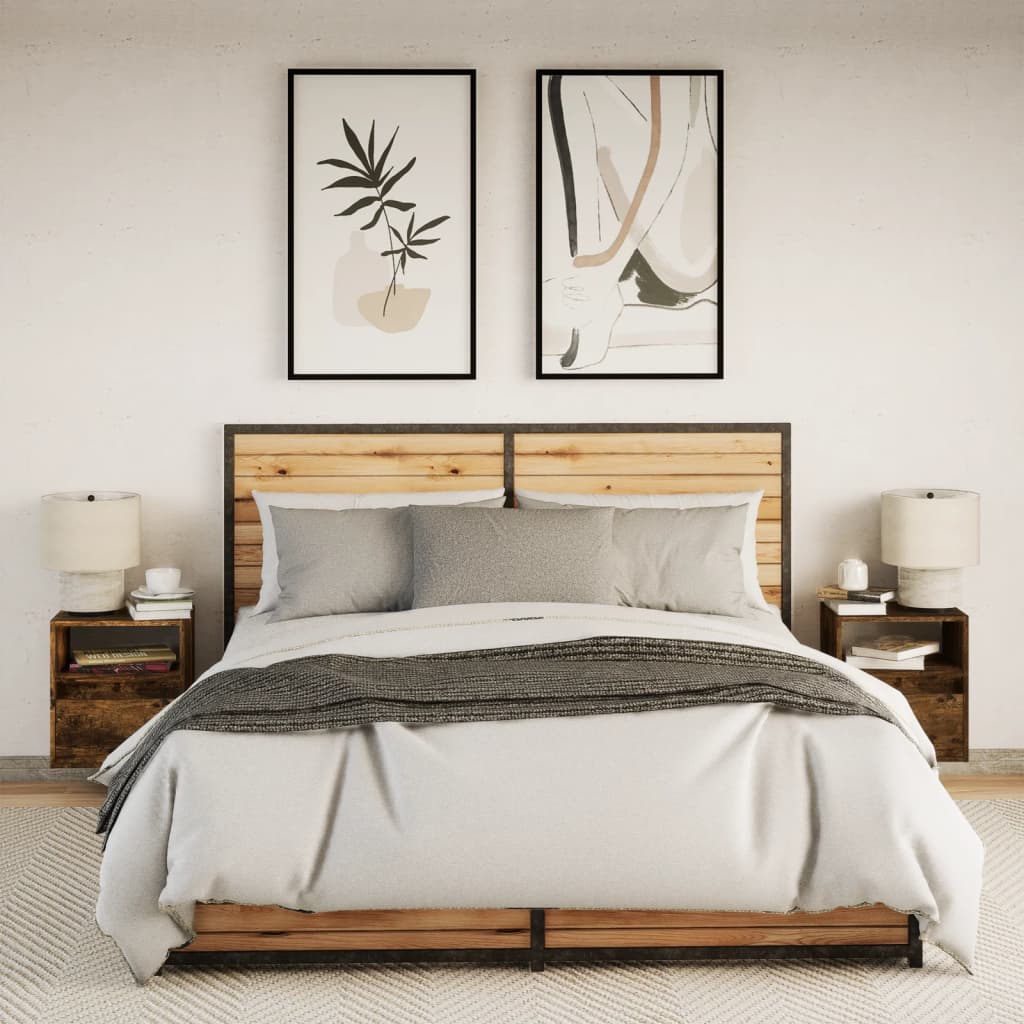 Nachtkastjes met LED's 2 st wandgemonteerd gerookt eikenkleurig is nu te koop bij PeponiXL, paradijselijk wonen!