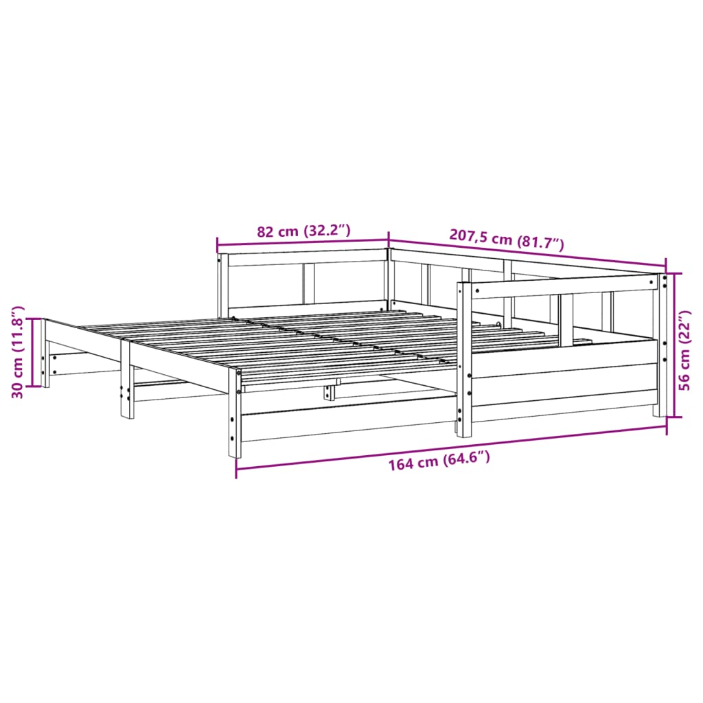 Slaapbank zonder matras 80x200 cm massief grenenhout is nu te koop bij PeponiXL, paradijselijk wonen!