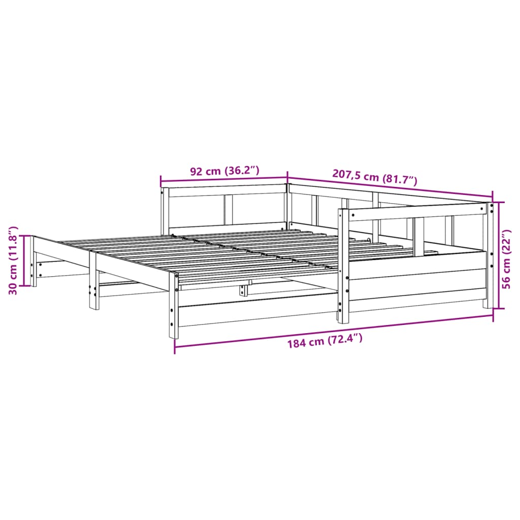 Slaapbank zonder matras 90x200 cm massief grenenhout is nu te koop bij PeponiXL, paradijselijk wonen!