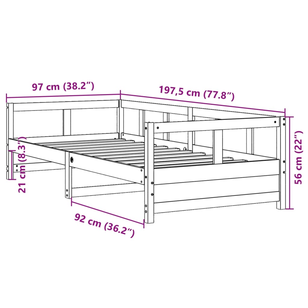 Slaapbank zonder matras 90x190 cm massief grenenhout wit is nu te koop bij PeponiXL, paradijselijk wonen!