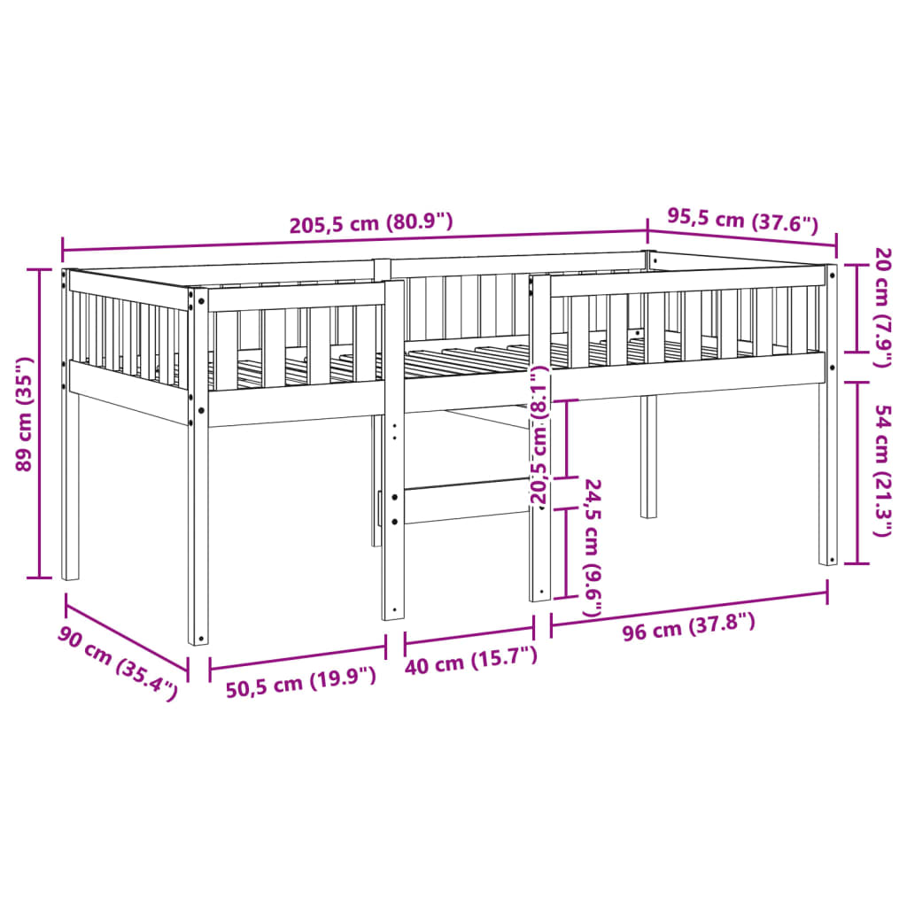 Kinderbed zonder matras massief grenenhout wasbruin 90x200 cm is nu te koop bij PeponiXL, paradijselijk wonen!