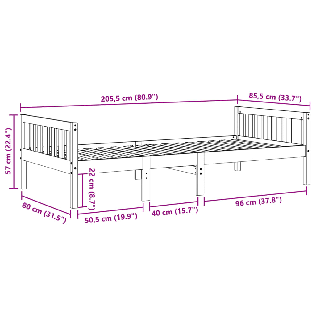 Kinderbed zonder matras massief grenenhout wasbruin 80x200 cm is nu te koop bij PeponiXL, paradijselijk wonen!