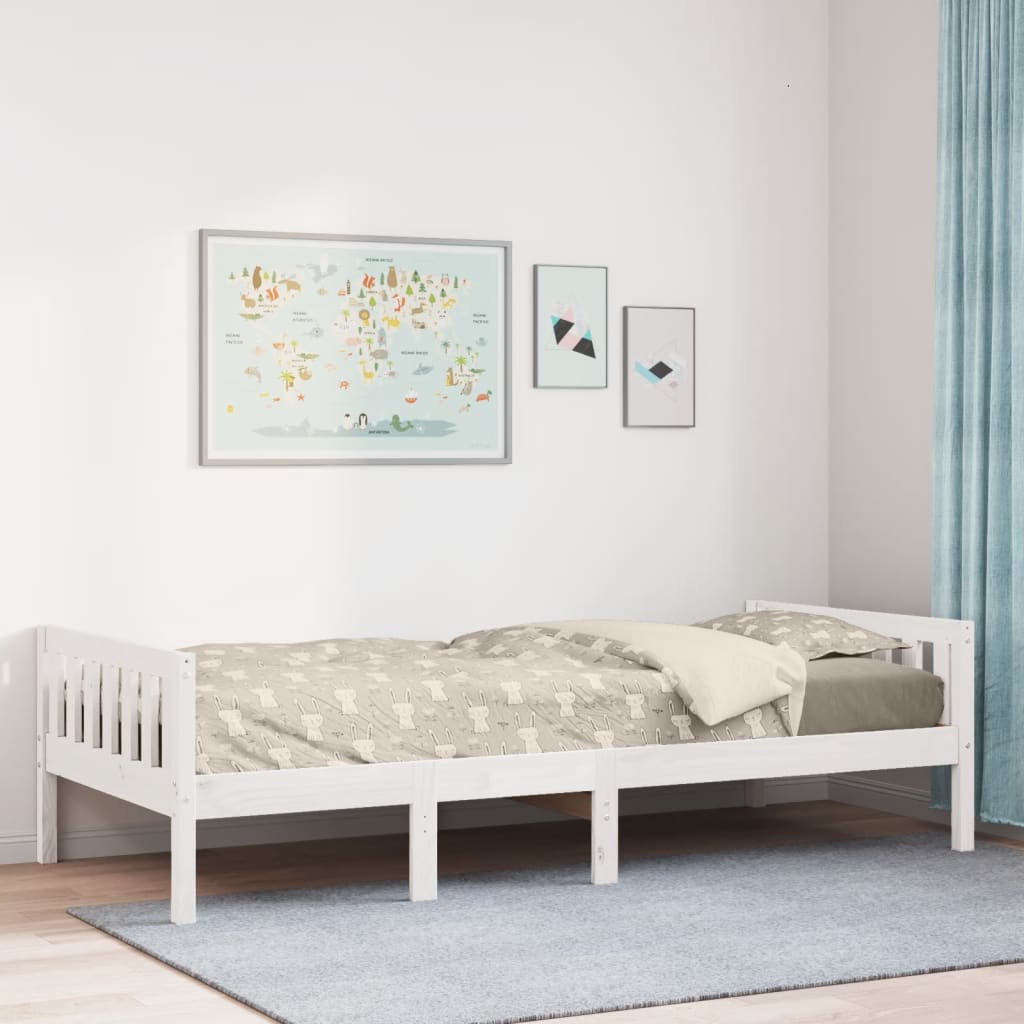 Kinderbed zonder matras massief grenenhout wit 90x200 cm is nu te koop bij PeponiXL, paradijselijk wonen!