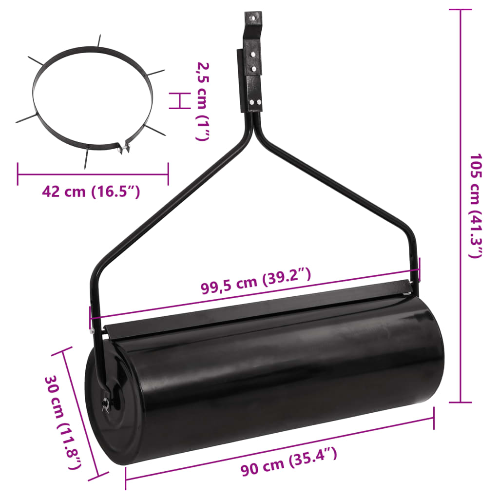 Gazonroller trekbaar met beluchtingsklemmen 63 L ijzer zwart is nu te koop bij PeponiXL, paradijselijk wonen!