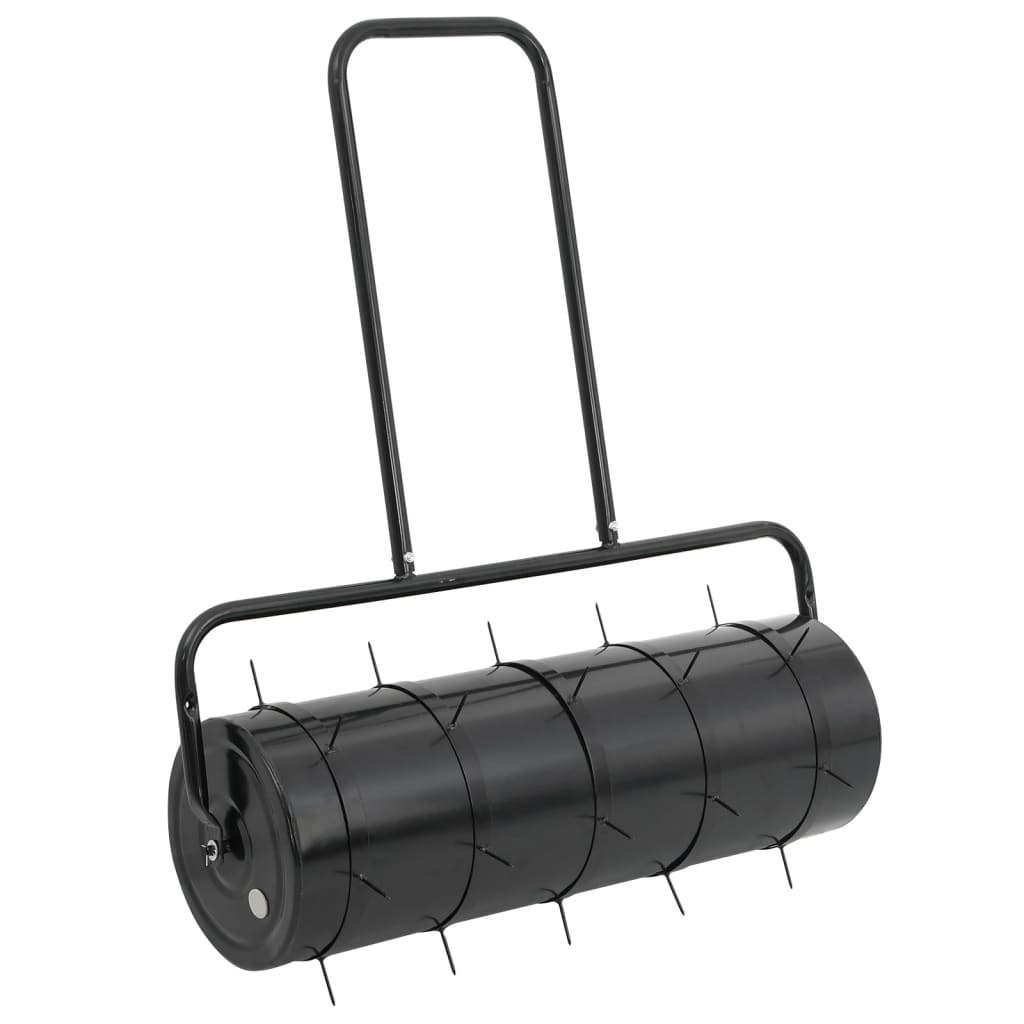 Gazonroller trekbaar met beluchtingsklemmen 63 L ijzer en staal zwart is nu te koop bij PeponiXL, paradijselijk wonen!
