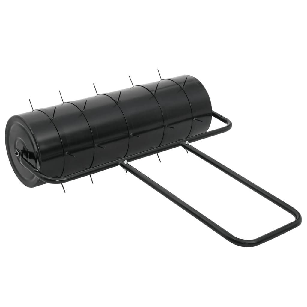 Gazonroller trekbaar met beluchtingsklemmen 63 L ijzer en staal zwart is nu te koop bij PeponiXL, paradijselijk wonen!