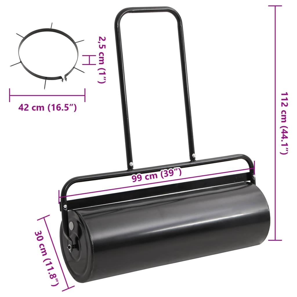 Gazonroller trekbaar met beluchtingsklemmen 63 L ijzer en staal zwart is nu te koop bij PeponiXL, paradijselijk wonen!