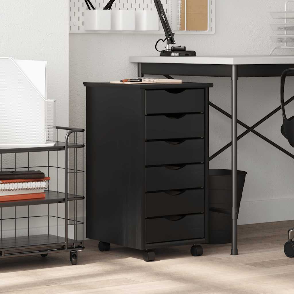 Ladekast MOSS verrijdbaar massief grenenhout zwart is nu te koop bij PeponiXL, paradijselijk wonen!