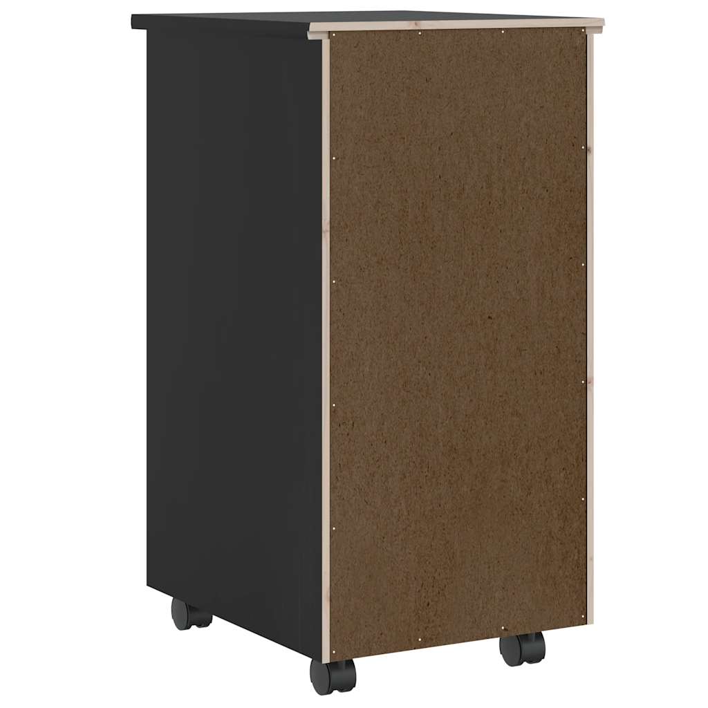 Ladekast MOSS verrijdbaar massief grenenhout zwart is nu te koop bij PeponiXL, paradijselijk wonen!