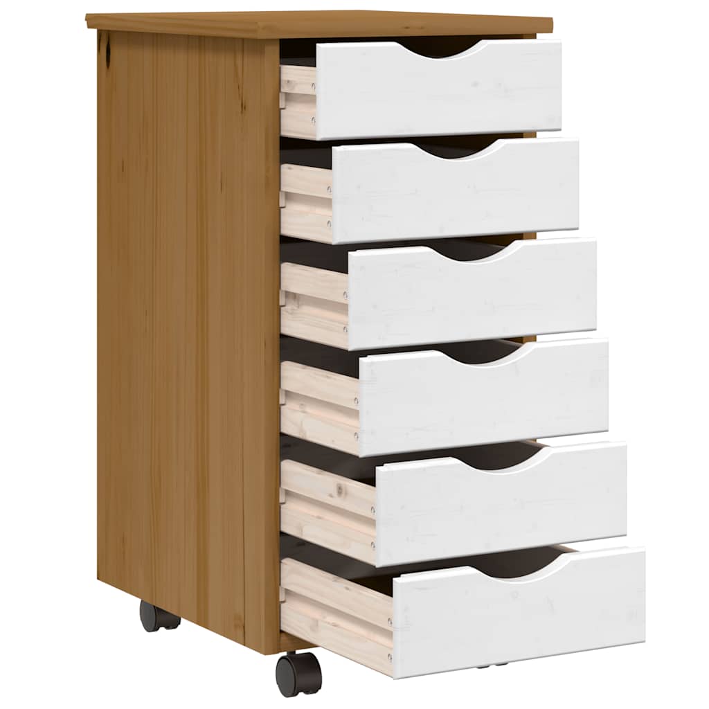 Ladekast MOSS verrijdbaar massief grenenhout honingbruin is nu te koop bij PeponiXL, paradijselijk wonen!