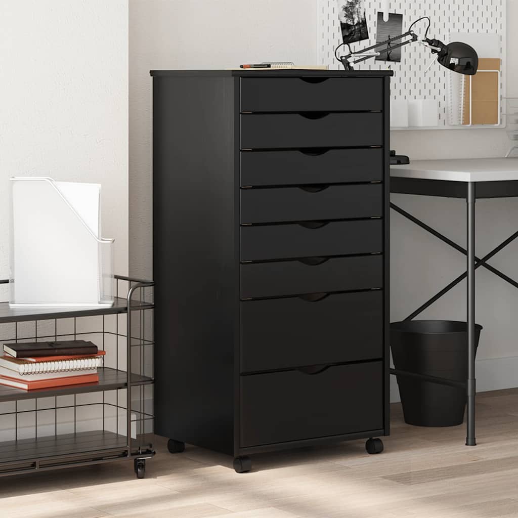 Ladekast MOSS verrijdbaar massief grenenhout zwart is nu te koop bij PeponiXL, paradijselijk wonen!
