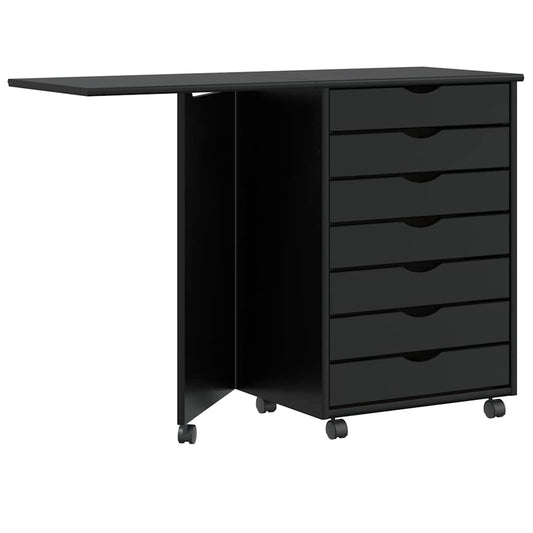 Rolkast met bureau MOSS massief grenenhout zwart is nu te koop bij PeponiXL, paradijselijk wonen!