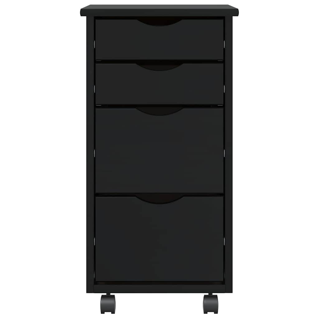 Ladekast MOSS verrijdbaar massief grenenhout zwart is nu te koop bij PeponiXL, paradijselijk wonen!