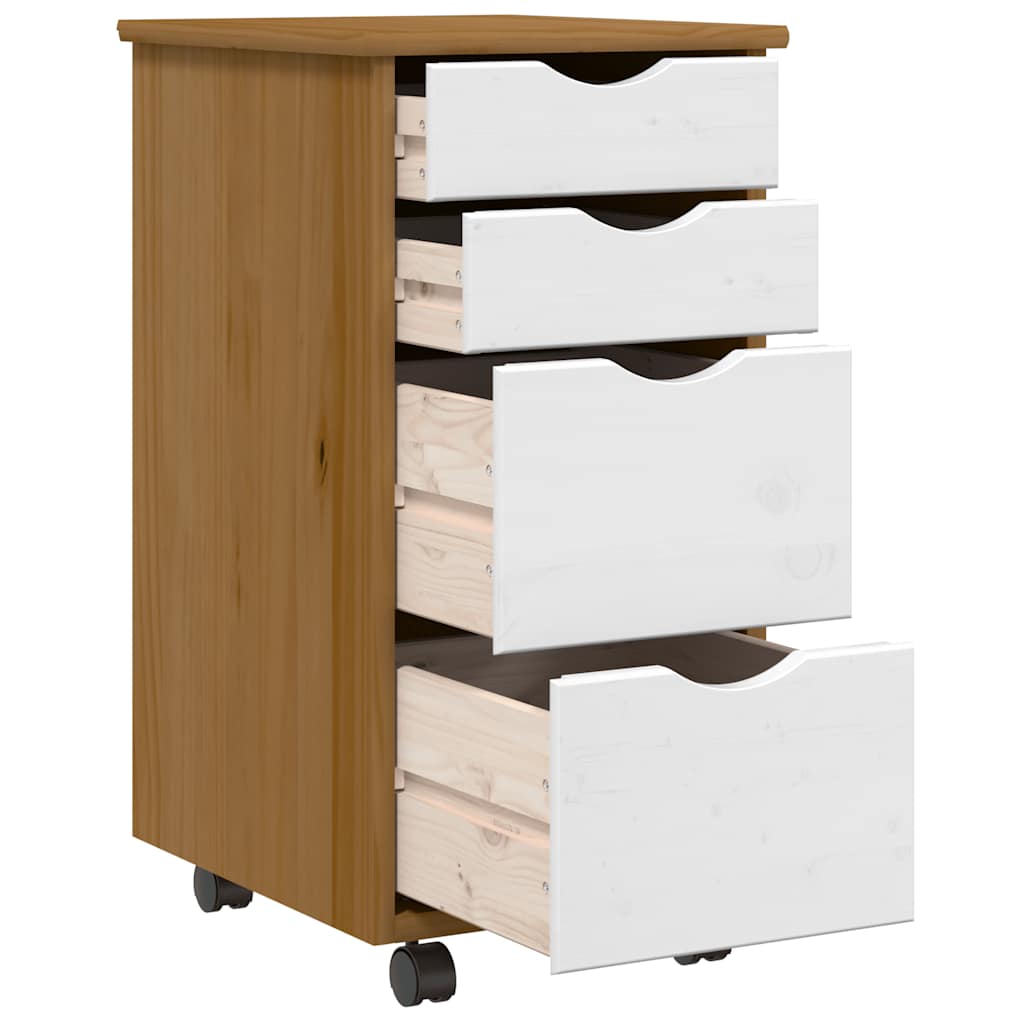 Ladekast MOSS verrijdbaar massief grenenhout honingbruin is nu te koop bij PeponiXL, paradijselijk wonen!