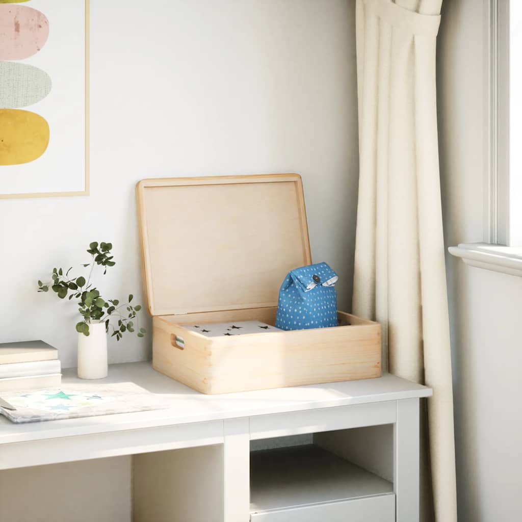 Houten kist met deksel&handvatten 40x30x13cm massief grenenhout is nu te koop bij PeponiXL, paradijselijk wonen!