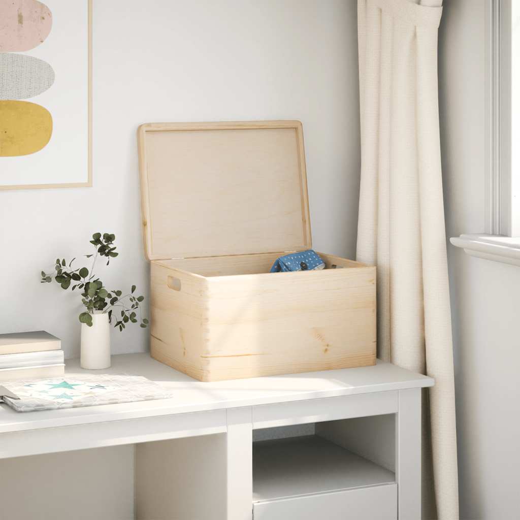 Houten kist met deksel&handvatten 40x30x23cm massief grenenhout is nu te koop bij PeponiXL, paradijselijk wonen!