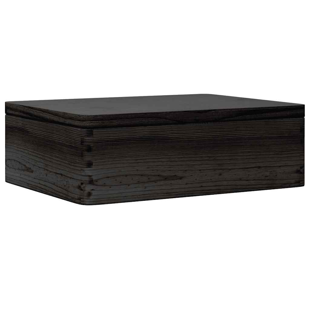 Houten kist met deksel 40x30x13 cm massief grenenhout zwart is nu te koop bij PeponiXL, paradijselijk wonen!