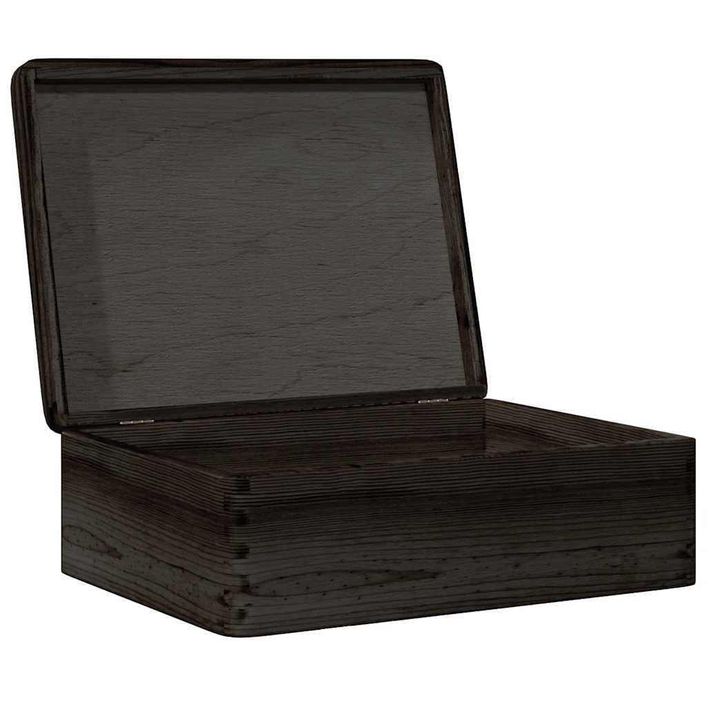 Houten kist met deksel 40x30x13 cm massief grenenhout zwart is nu te koop bij PeponiXL, paradijselijk wonen!
