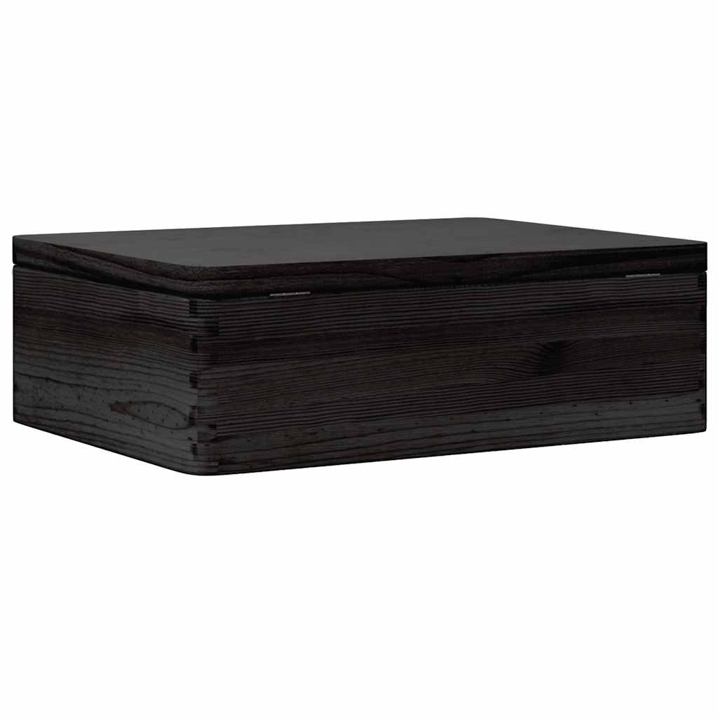 Houten kist met deksel 40x30x13 cm massief grenenhout zwart is nu te koop bij PeponiXL, paradijselijk wonen!