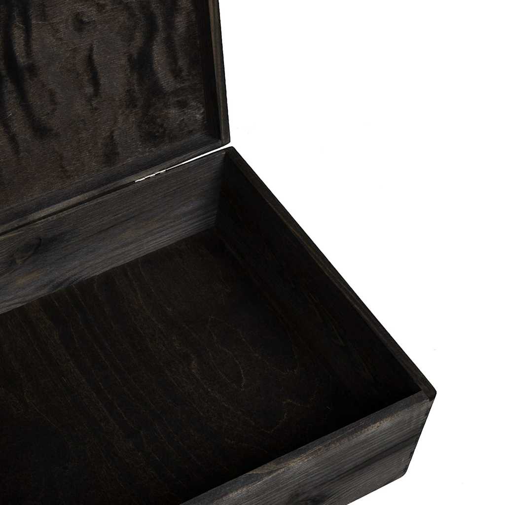 Houten kist met deksel 40x30x13 cm massief grenenhout zwart is nu te koop bij PeponiXL, paradijselijk wonen!