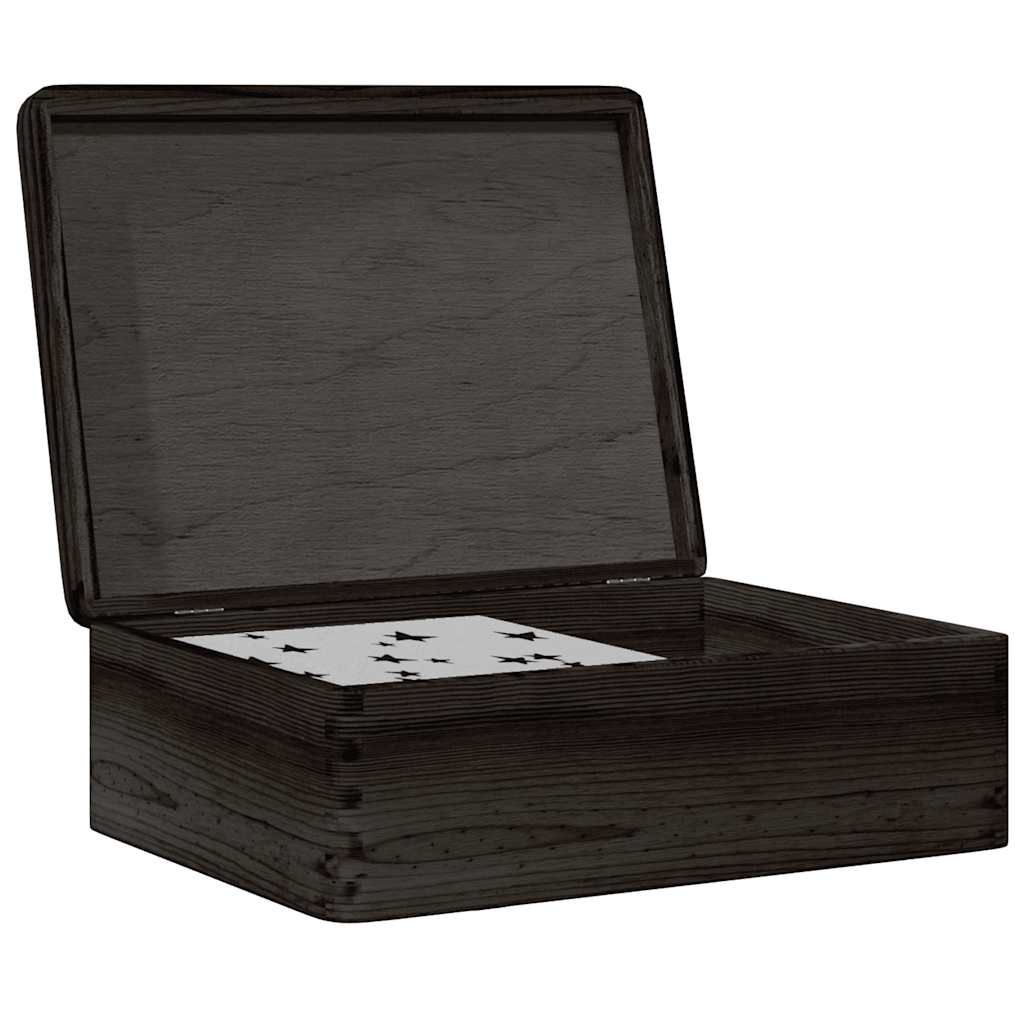 Houten kist met deksel 40x30x13 cm massief grenenhout zwart is nu te koop bij PeponiXL, paradijselijk wonen!