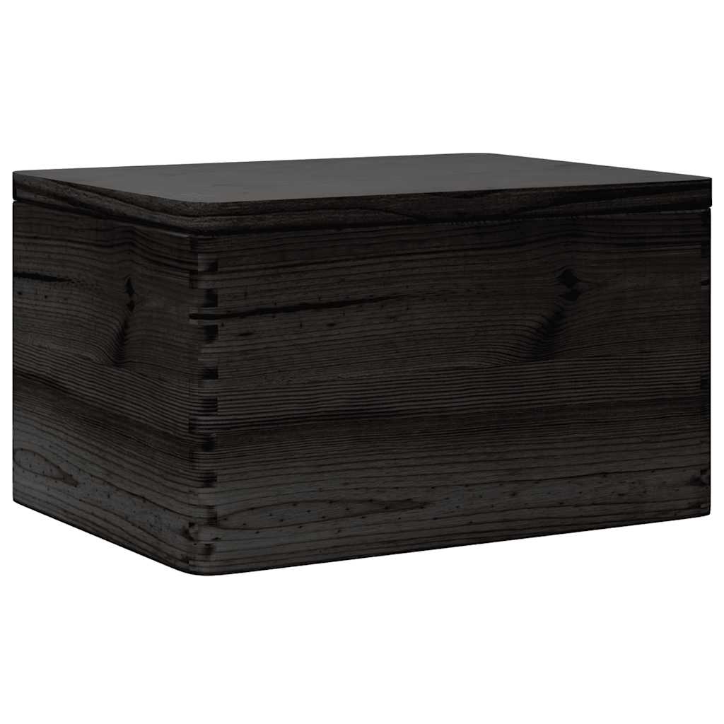 Houten kist met deksel 40x30x23 cm massief grenenhout zwart is nu te koop bij PeponiXL, paradijselijk wonen!
