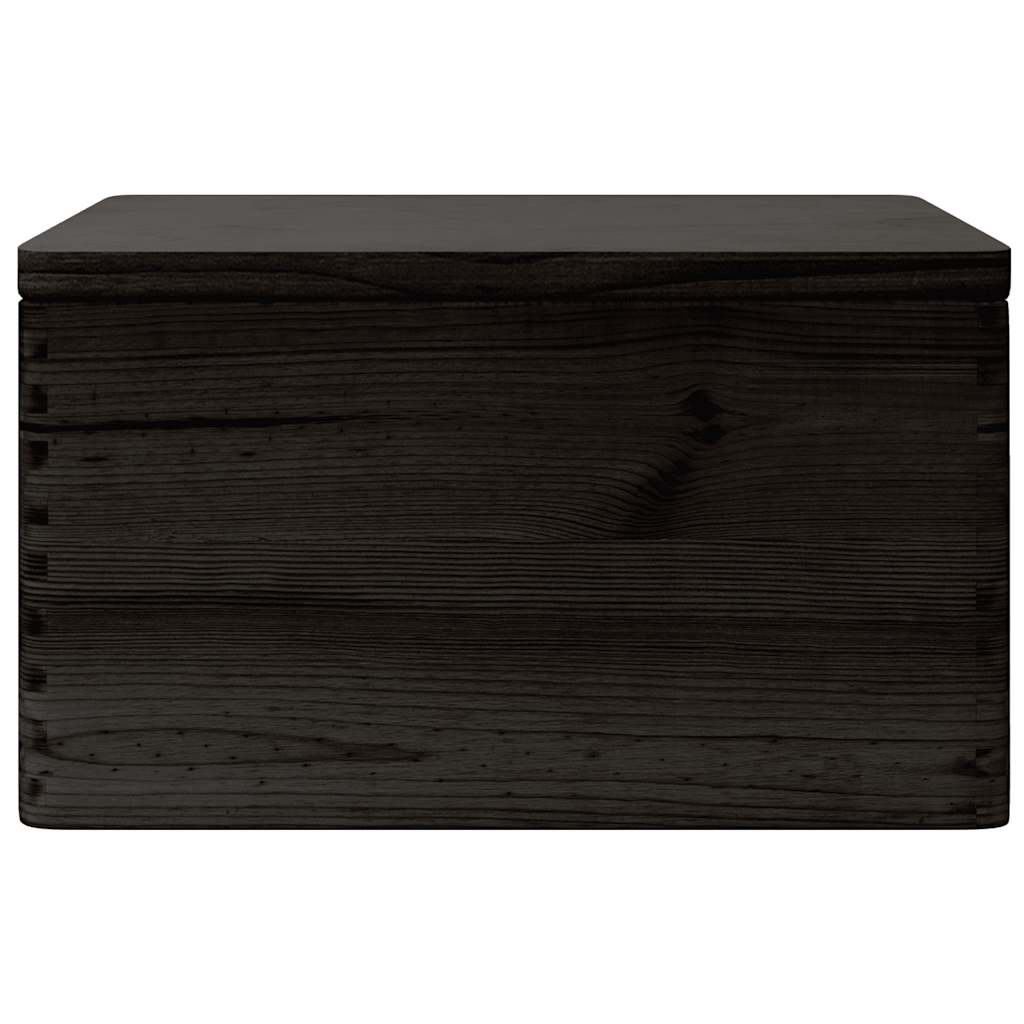 Houten kist met deksel 40x30x23 cm massief grenenhout zwart is nu te koop bij PeponiXL, paradijselijk wonen!