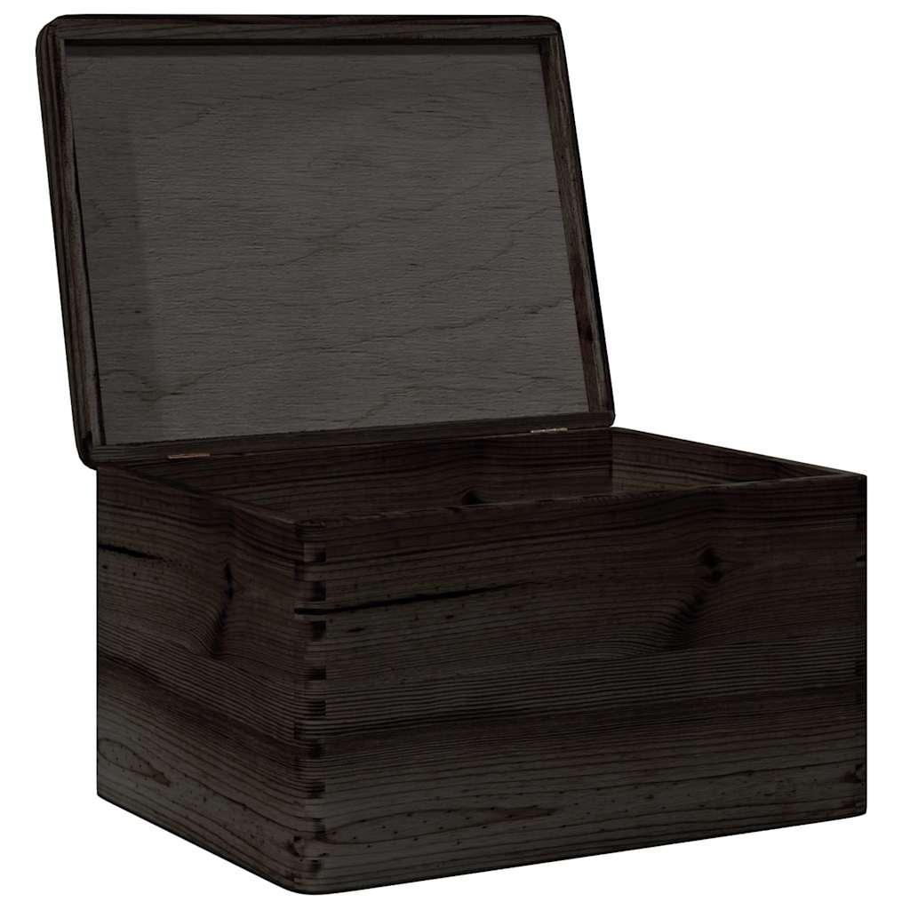 Houten kist met deksel 40x30x23 cm massief grenenhout zwart is nu te koop bij PeponiXL, paradijselijk wonen!