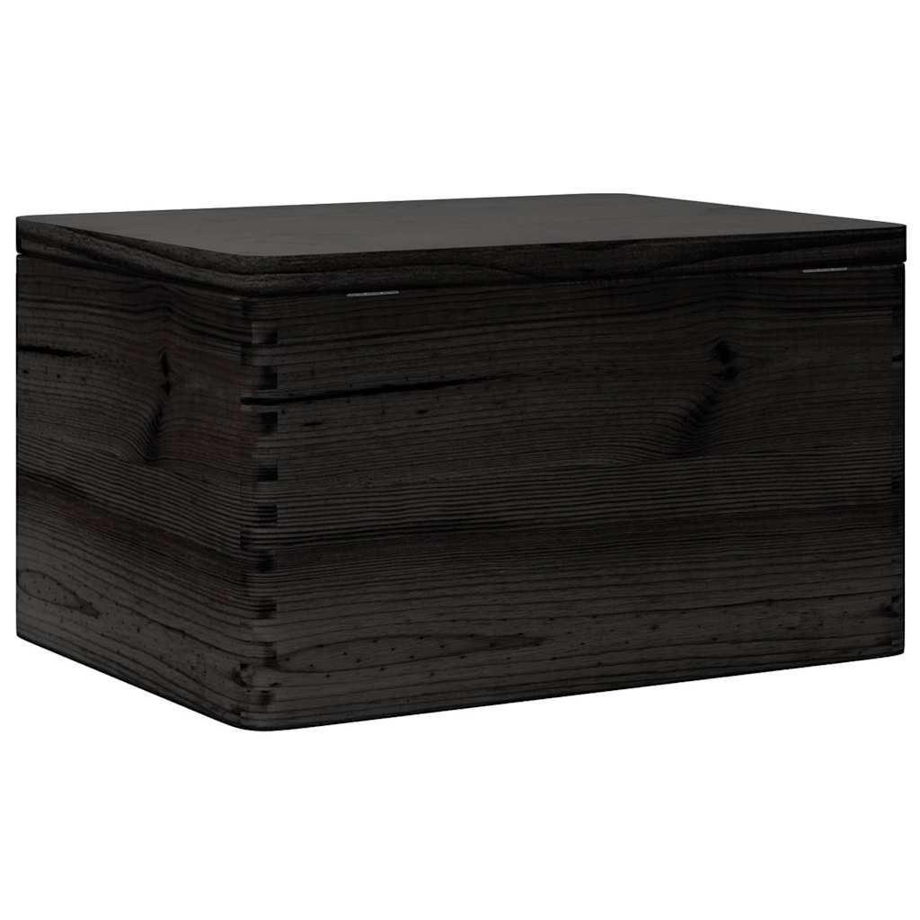 Houten kist met deksel 40x30x23 cm massief grenenhout zwart is nu te koop bij PeponiXL, paradijselijk wonen!