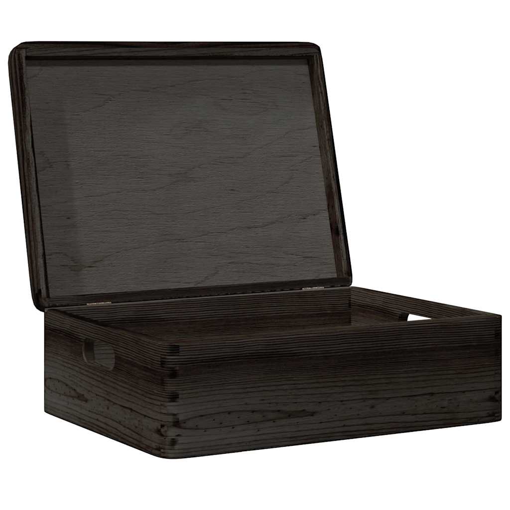 Houten kist met deksel&handvatten 40x30x13cm grenenhout zwart is nu te koop bij PeponiXL, paradijselijk wonen!