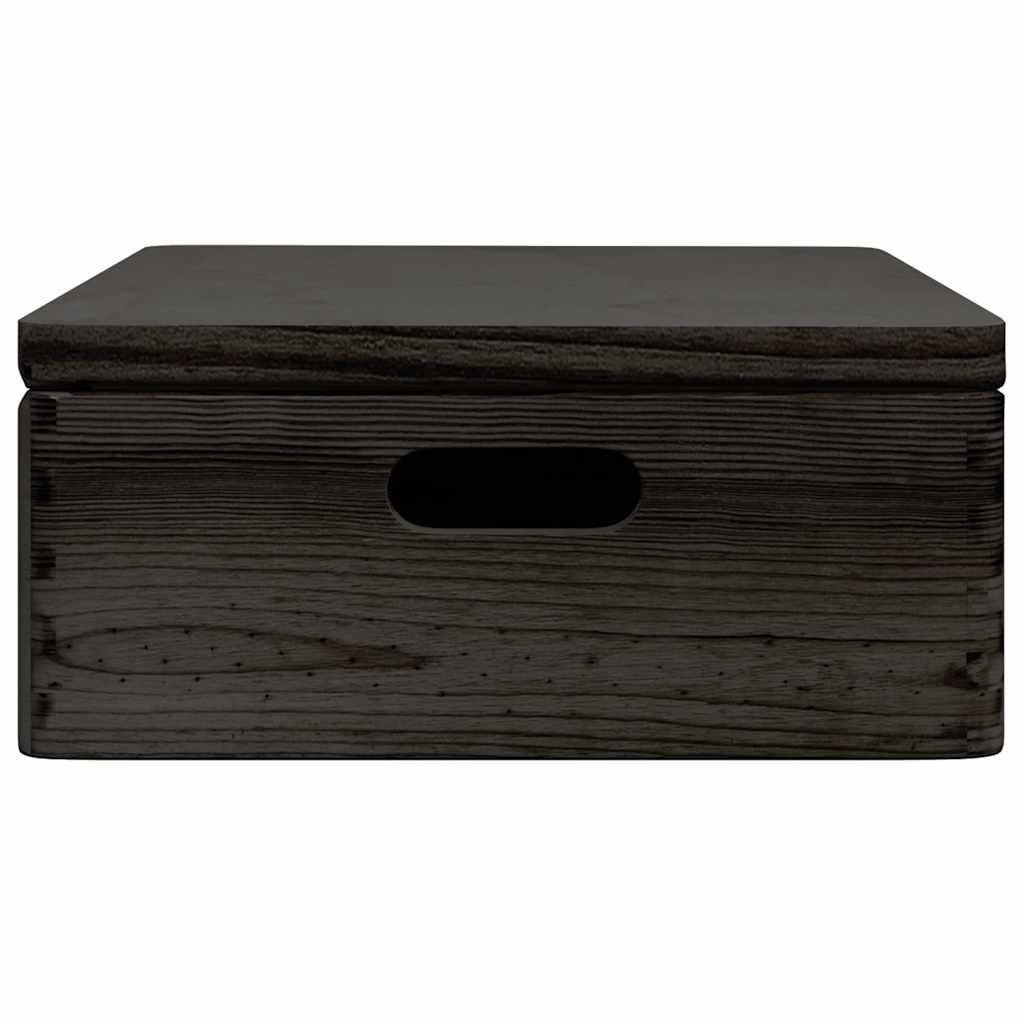 Houten kist met deksel&handvatten 40x30x13cm grenenhout zwart is nu te koop bij PeponiXL, paradijselijk wonen!