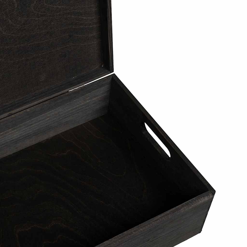 Houten kist met deksel&handvatten 40x30x13cm grenenhout zwart is nu te koop bij PeponiXL, paradijselijk wonen!