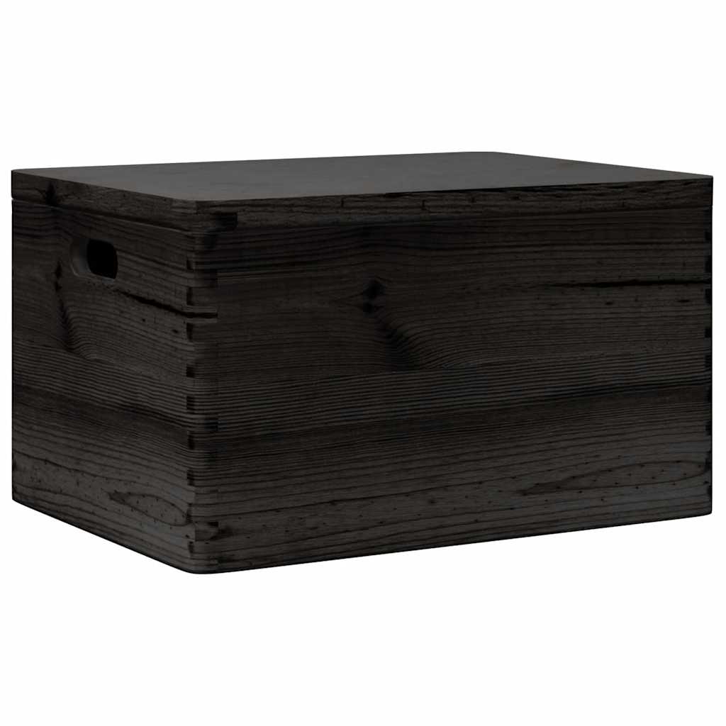 Houten kist met deksel&handvatten 40x30x23cm grenenhout zwart is nu te koop bij PeponiXL, paradijselijk wonen!