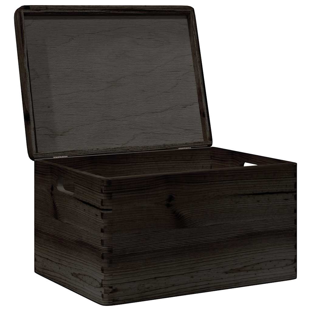Houten kist met deksel&handvatten 40x30x23cm grenenhout zwart is nu te koop bij PeponiXL, paradijselijk wonen!