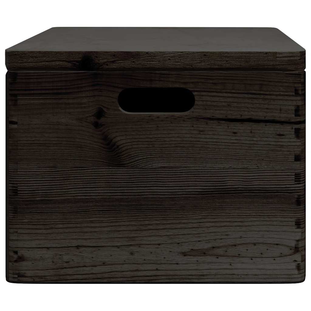 Houten kist met deksel&handvatten 40x30x23cm grenenhout zwart is nu te koop bij PeponiXL, paradijselijk wonen!