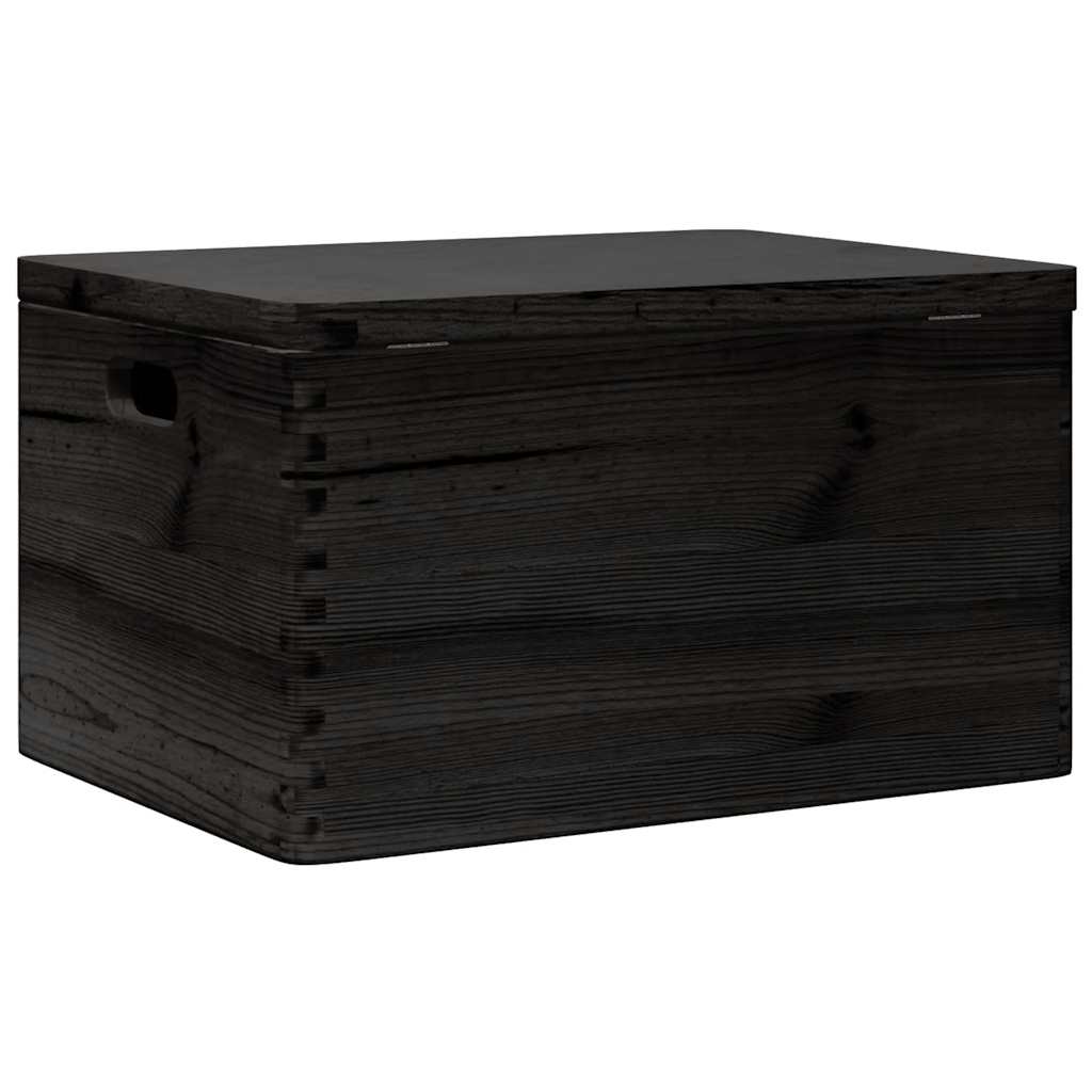 Houten kist met deksel&handvatten 40x30x23cm grenenhout zwart is nu te koop bij PeponiXL, paradijselijk wonen!