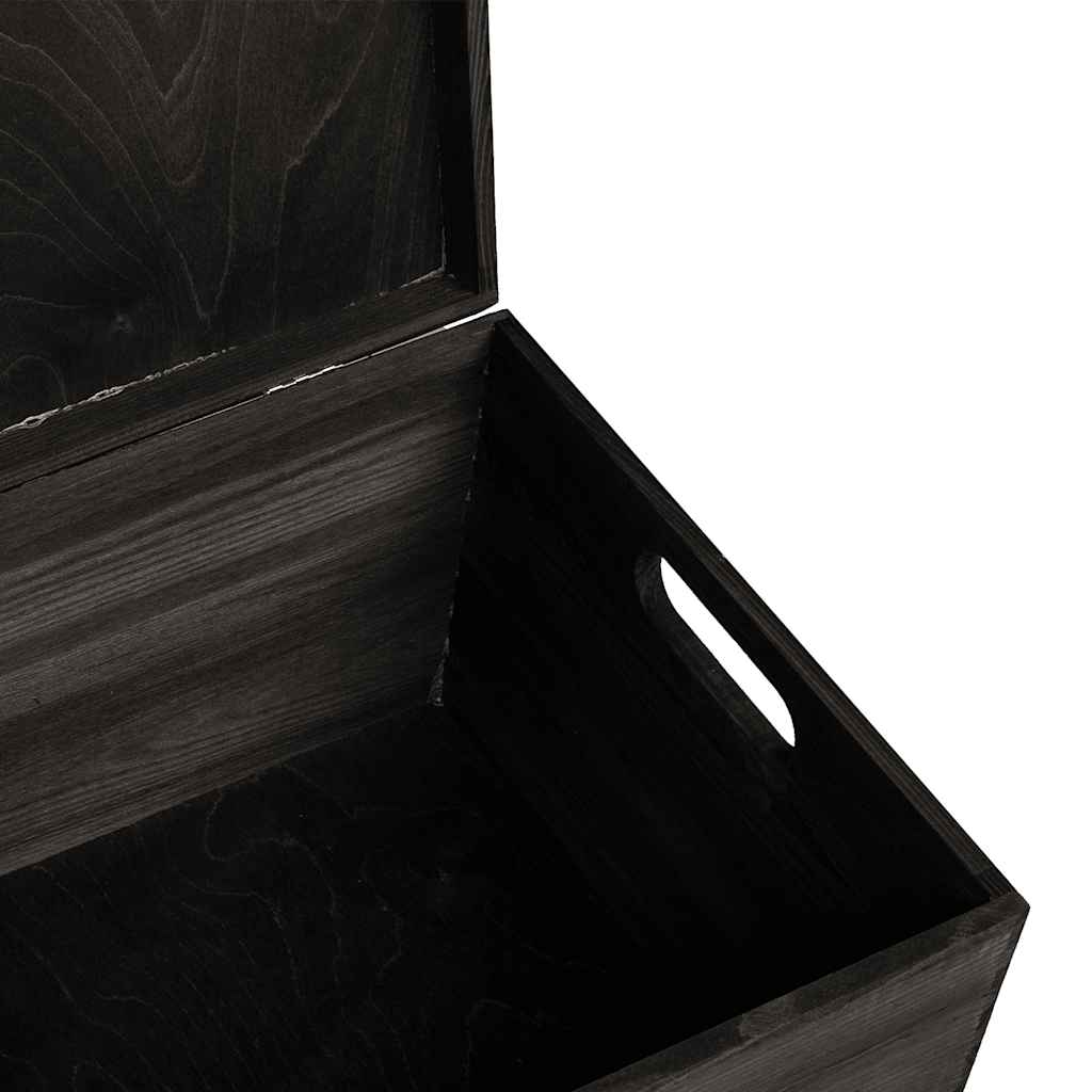 Houten kist met deksel&handvatten 40x30x23cm grenenhout zwart is nu te koop bij PeponiXL, paradijselijk wonen!