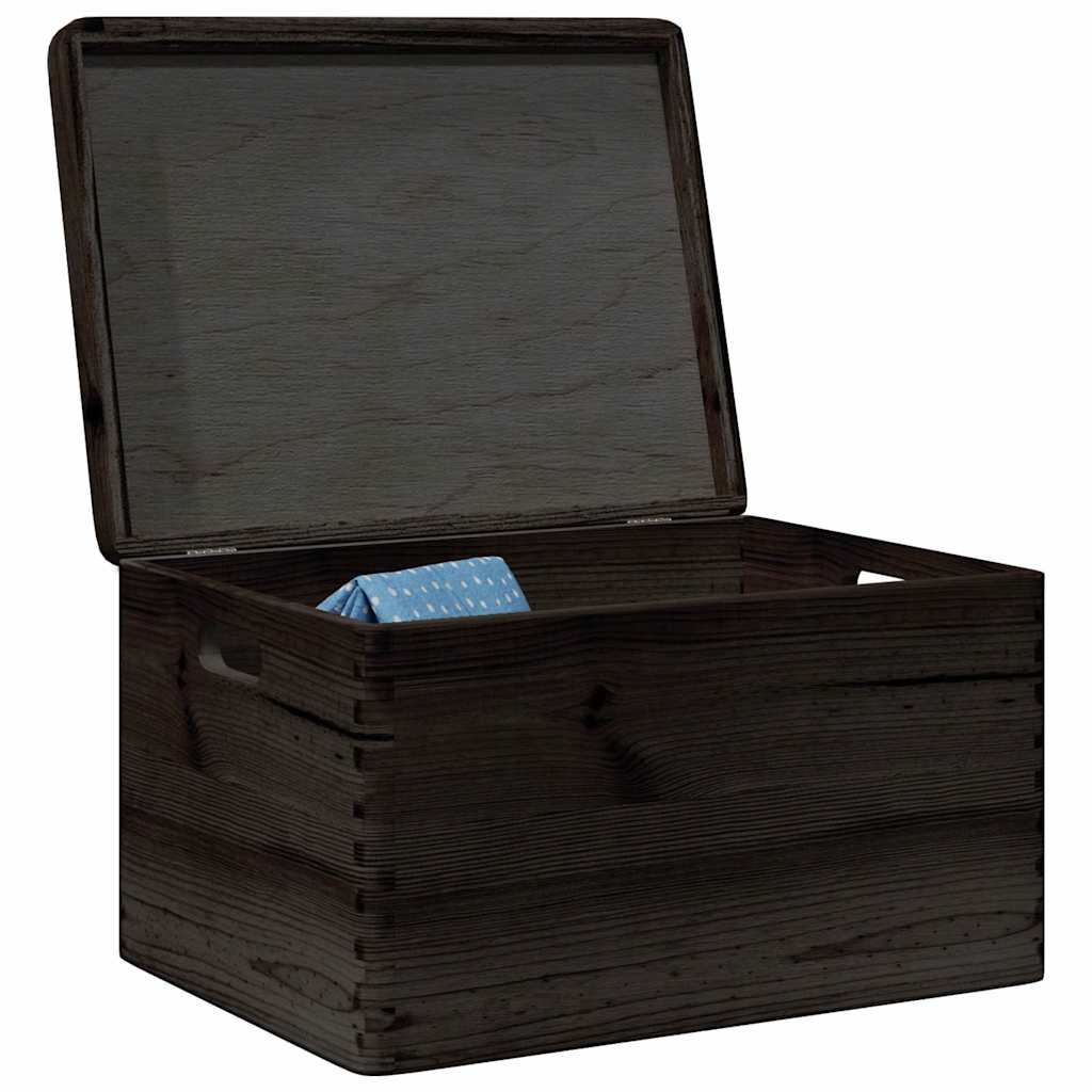 Houten kist met deksel&handvatten 40x30x23cm grenenhout zwart is nu te koop bij PeponiXL, paradijselijk wonen!