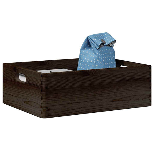 Houten kist met handvatten 40x30x13 cm massief grenenhout zwart is nu te koop bij PeponiXL, paradijselijk wonen!