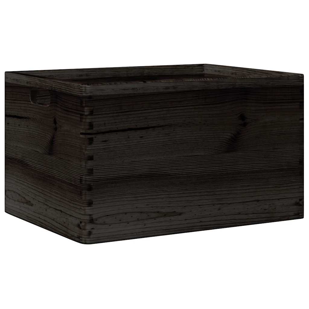 Houten kist met handvatten 40x30x23 cm massief grenenhout zwart is nu te koop bij PeponiXL, paradijselijk wonen!