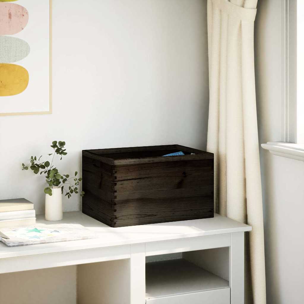 Houten kist met handvatten 40x30x23 cm massief grenenhout zwart is nu te koop bij PeponiXL, paradijselijk wonen!